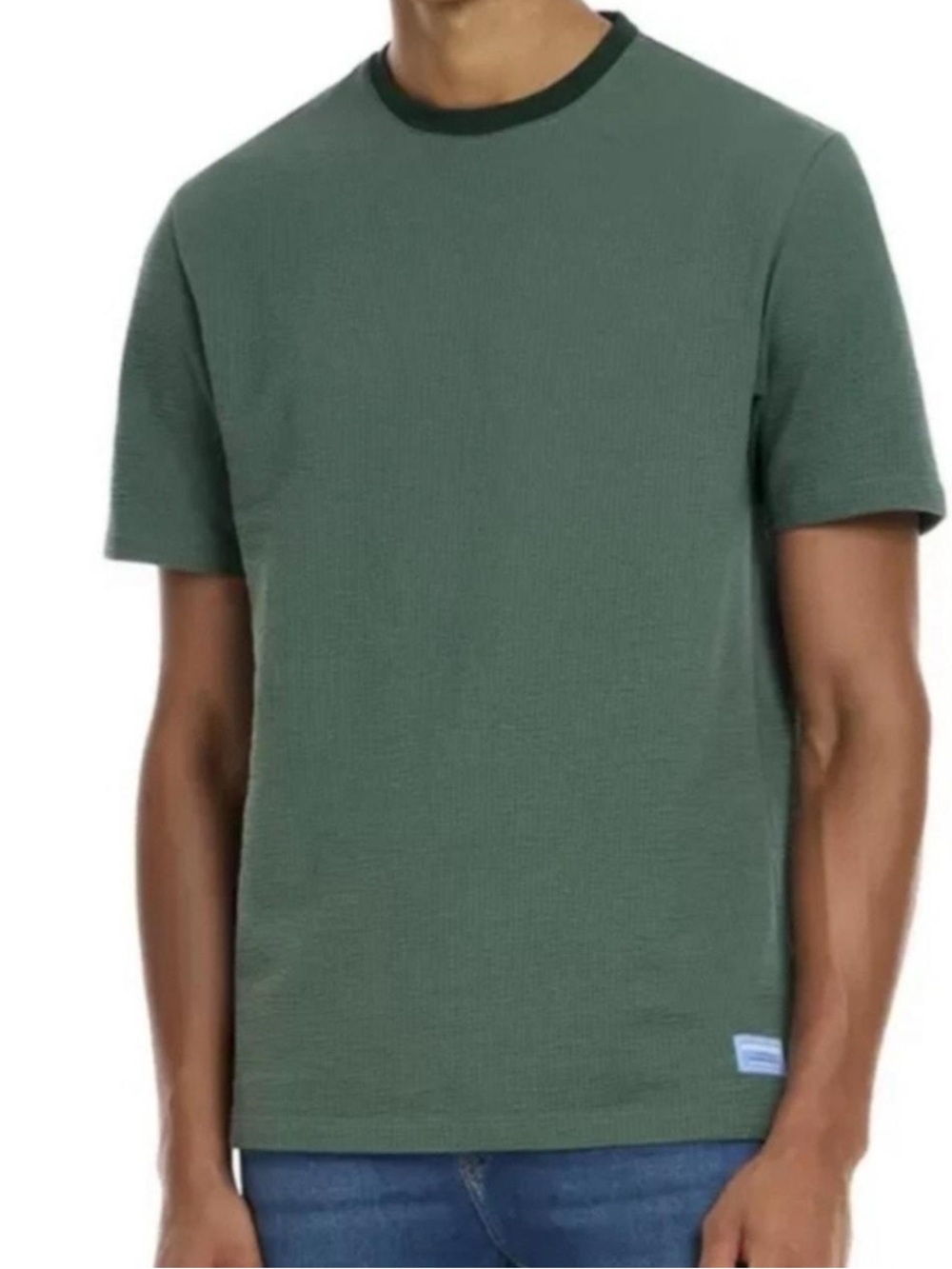 Scotch & Soda Olive Green Short Sleeve Textured Crew Tee